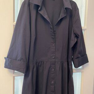 Lands End Navy Blue Poplin Shirtdress size 16 with sash